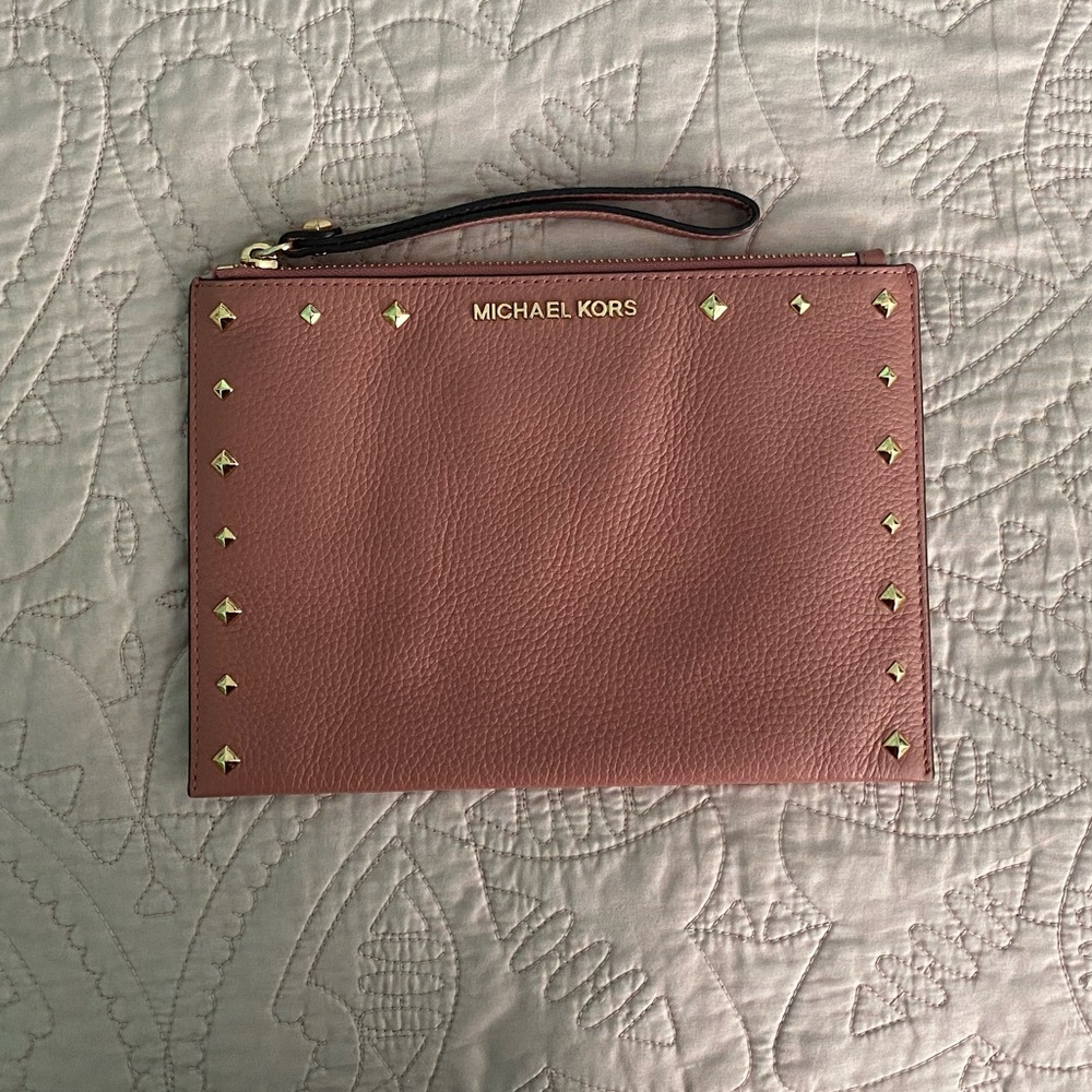 Pink Michael Kors Studded Clutch